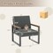 Set of 2 Patio Aluminum Frame Armchairs with Wood-Plastic Armrest and Comfortable Cushion Seat